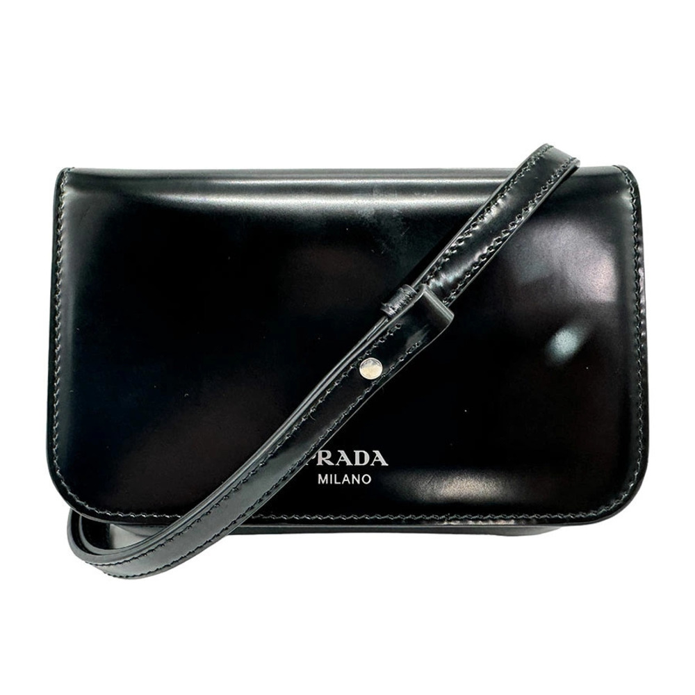 Prada Milano bag sleek polished leather Black